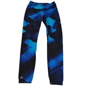 Athleta blue leggings w design sz S geometric pattern yoga activewear striking